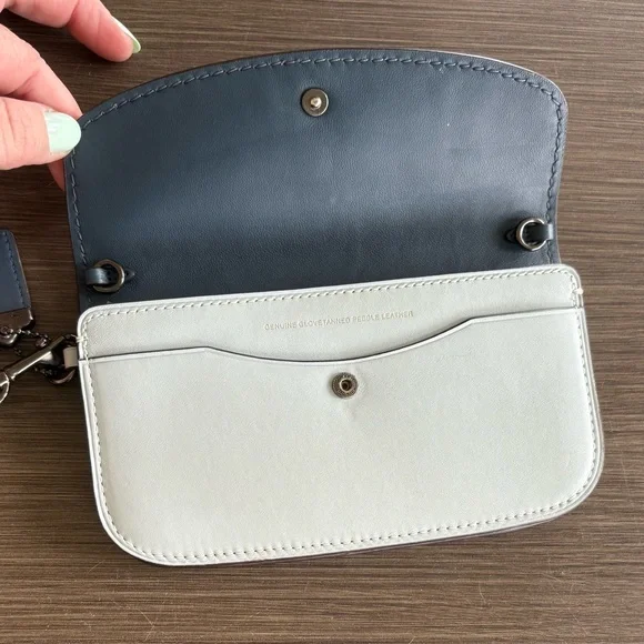 SOLD Coach 1941 Blue Colorblock Clutch Wristlet Glovetanned Gunmetal - Picture 5 of 12